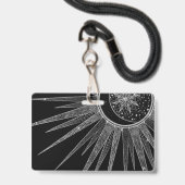Badge Elégante conception en noir de la lune de soleil d (Arrière avec lanière)