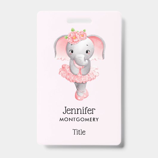 Badge Élégante Éléphant Ballerine Sur Pointe (Avant)