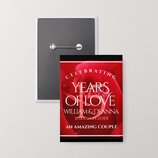 Badge Élégante fête du 15e anniversaire du Mariage Rose (Recto/Verso)