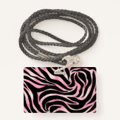 Badge Elégante Parties scintillant Rose or Zebra Black P (Derrière avec lanière)
