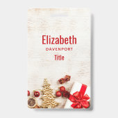 Badge Éléments à thème de Noël sur une planche en bois r (Arrière)