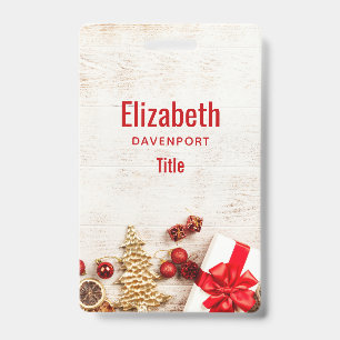 Badge Éléments à thème de Noël sur une planche en bois r