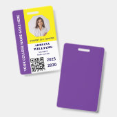 Badge Élève doué d'une école d'université violet personn (Avant & arrière)