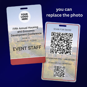 Badge Emplacement Logo Photo Remplacable QR Conférence