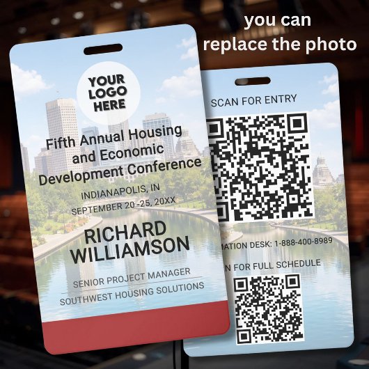 Badge Emplacement Remplacement Photo QR Logo Conférence