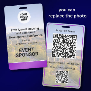 Badge Emplacement Remplacement Photo QR Logo Conférence