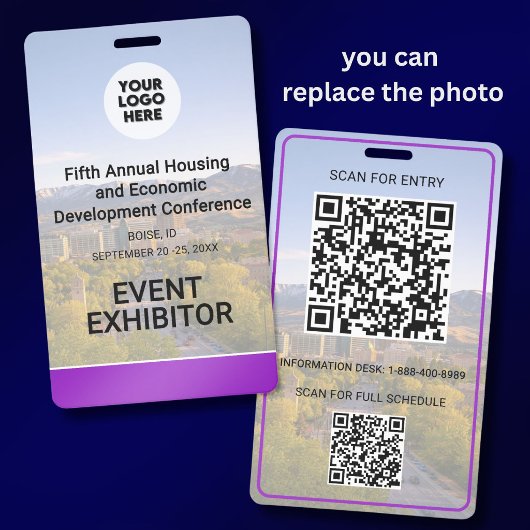 Badge Emplacement Remplacement Photo QR Logo Conférence
