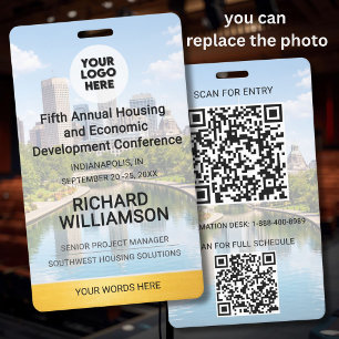 Badge Emplacement Remplacement Photo QR Logo Conférence
