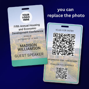 Badge Emplacement Remplacement Photo QR Logo Conférence