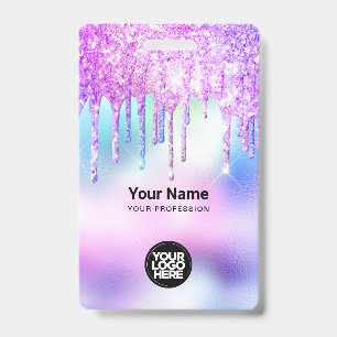 Badge Employé aux paillettes holographiques branchées et