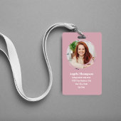 Badge Employé code QR photo moderne rose