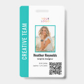 Badge Employé Code QR Photo Turquoise (Avant)