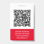 Badge employé codé QR rouge V1 (Arrière)