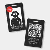 Badge employé codé QR V2 noir (Avant & arrière)