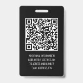 Badge employé codé QR V2 noir (Arrière)