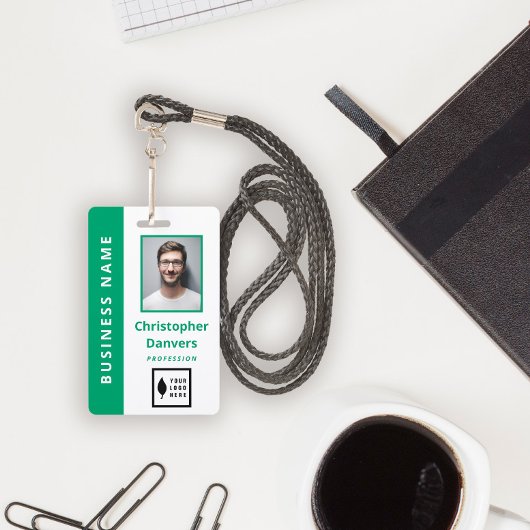Badge Employé de Bureau Propre Vert Blanc Ajoutez