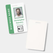 Badge Employé de Bureau Propre Vert Blanc Ajoutez (Avant & arrière)