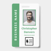 Badge Employé de Bureau Propre Vert Blanc Ajoutez (Avant)