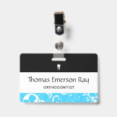 Badge Employé de cabinet dentaire Pro Damask (Avant avec clip)