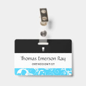 Badge Employé de cabinet dentaire Pro Damask (Arrière avec clip)