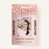 Badge employé de la parties scintillant en or rose (Devant)