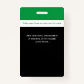 Badge Employé de l'école Carte d'identité photo du perso (Dos)