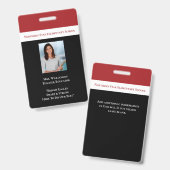 Badge Employé de l'école Code photo de l'employé Enseign (Avant & arrière)