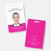 Badge Employé de l'école de commerce formelle rose profe (Avant & arrière)