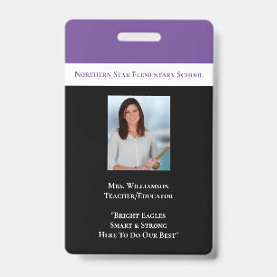 Badge Employé de l'école Purple Personnel ID photo Ensei