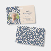 Badge Employé de l'enseignant floral Identifiant photo d (Avant & arrière)