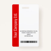 Badge Employé de l'entreprise rouge - Logo, Photo, Code- (Dos)