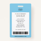 Badge Employé de l'hôpital Médicale docteur Sky Blue Pho (Dos)