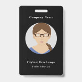 Badge employé de photo de cercle noir (Avant)
