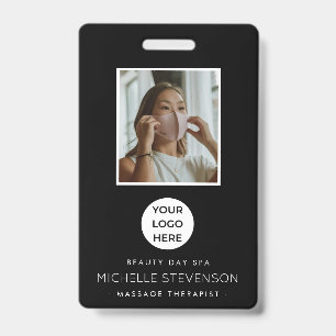 Badge Employé De Photo Élégant Noir