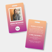 Badge Employé Dégradé Orange Rose (Avant & arrière)