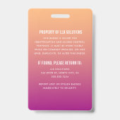 Badge Employé Dégradé Orange Rose (Arrière)