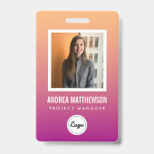 Badge Employé Dégradé Orange Rose (Avant)