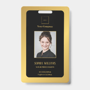 Badge employé d'entreprise personnalisé ID doré moder