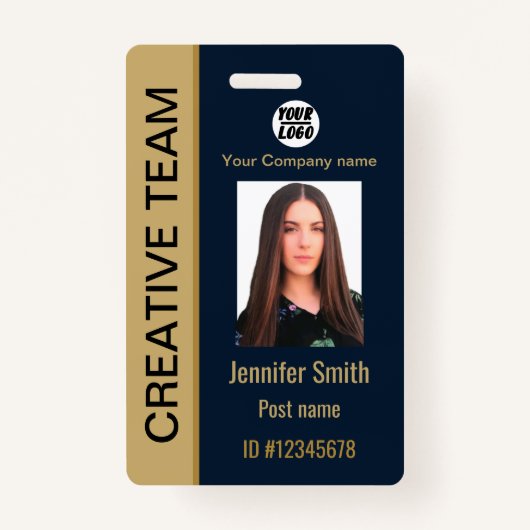 Badge Employé d'entreprise personnalisé, Nom, ID bleu, C (Devant)