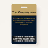 Badge Employé d'entreprise personnalisé, Nom, ID bleu, C (Dos)