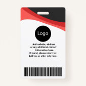 Badge employé d'une compagnie rouge et noire personnalis (Dos)