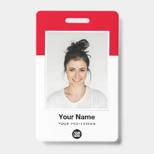Badge Employé énorme Photo Qr Code Bar Logo Nom