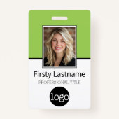 Badge Employé essentiel - Photo, Code barre, Logo, Nom (Devant)