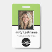 Badge Employé essentiel - Photo, Code-barres, Logo, Nom (Avant)