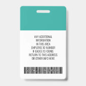 Badge Employé essentiel - Photo, Code-barres, Logo, Sarc (Arrière)