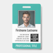 Badge Employé essentiel - Photo, Code-barres, Logo, Sarc (Avant)