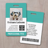 Badge Employé essentiel - Photo, Code-barres, Logo, Sarc