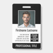 Badge Employé essentiel - Photo, Code-barres, Logo, Titr (Avant)