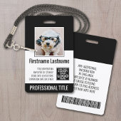 Badge Employé essentiel - Photo, Code-barres, Logo, Titr