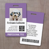 Badge Employé essentiel - Photo, Code-barres, Logo, Viol
